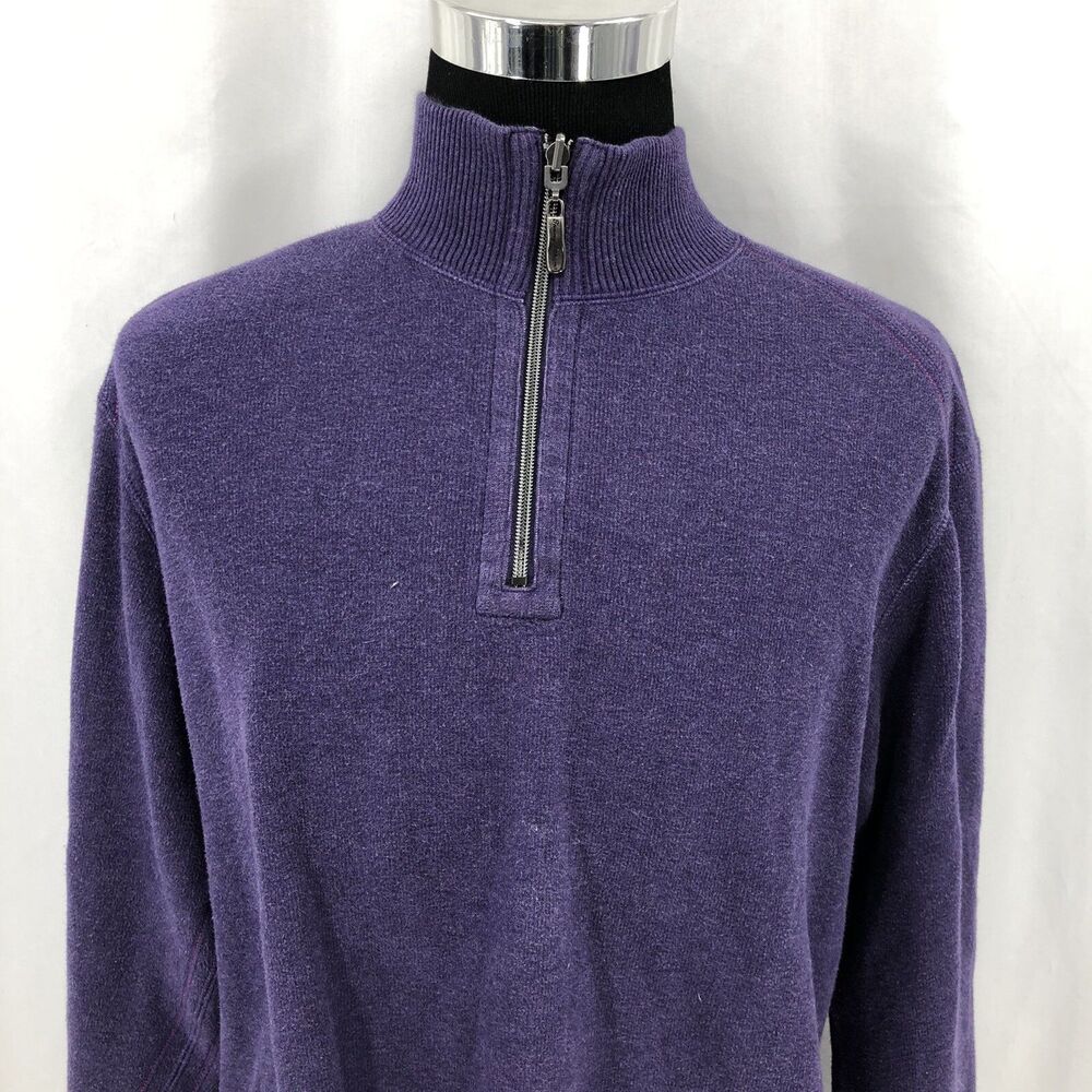 Tommy Bahama Flip Side Pro Half Zip Purple Sweatshirt Reversible Sweater Large